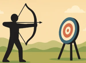 Archer shooting target cartoon