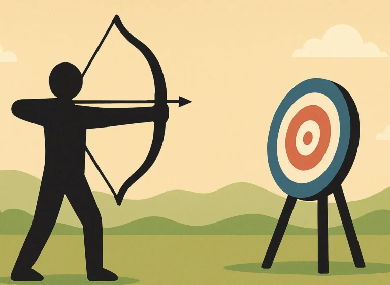 Archer shooting target cartoon